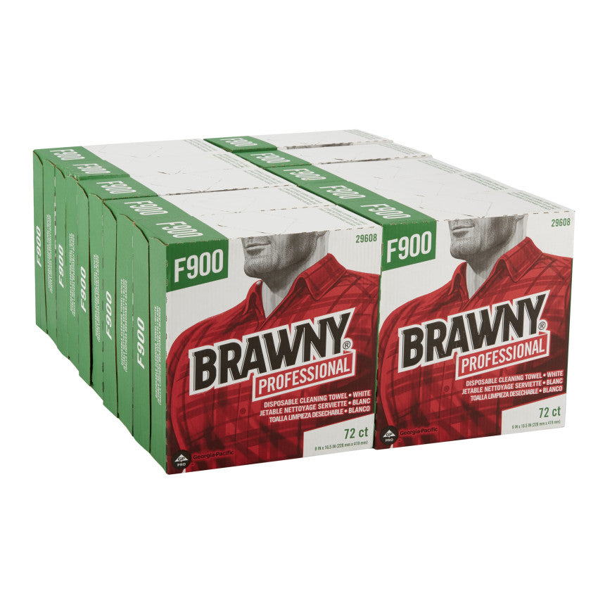 Brawny FLAX 900 Heavy Duty Cloths, 9 x 16.5, White, 72/Box, 10 Box/Carton (29608)