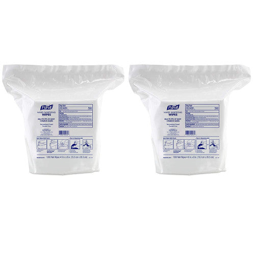 PURELL Hand Sanitizing Wipes, 6 x 8, Fresh Citrus Scent, White, 1,200/Refill Pouch, 2 Refills/Carton (911802)