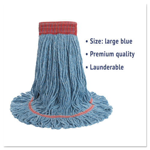 Boardwalk Super Loop Wet Mop Head, Cotton/Synthetic Fiber, 5" Headband, Large Size, Blue (BWK503BLEA)