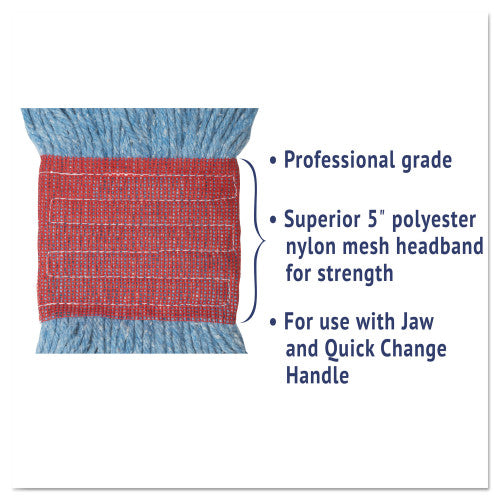 Boardwalk Super Loop Wet Mop Head, Cotton/Synthetic Fiber, 5" Headband, Large Size, Blue (BWK503BLEA)