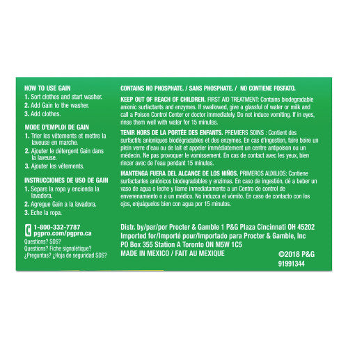 Gain Powder Laundry Detergent, Original Scent, 1.8 oz Box, 156 Boxes/Carton (49338)