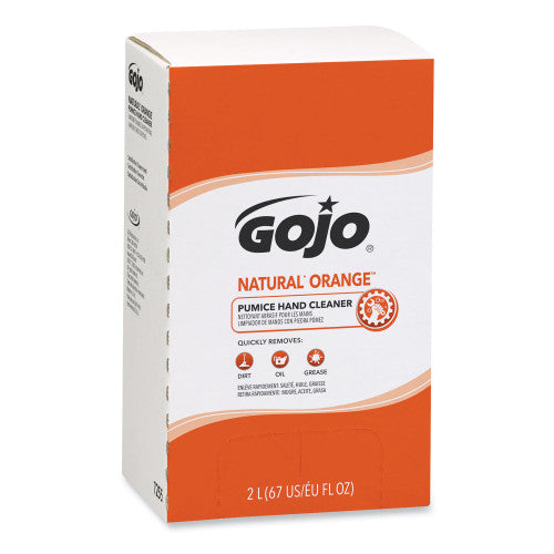 GOJO NATURAL ORANGE Pumice Hand Cleaner Refill, Citrus Scent, 2,000 mL, 4/Carton (7255)