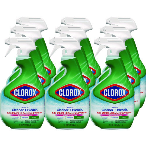 Clorox Clean-Up Cleaner + Bleach, Original, 32 oz Spray Bottle, 9/Carton (31221)