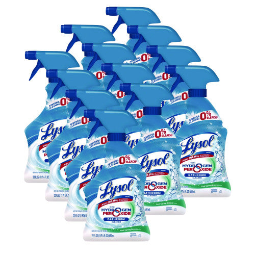 LYSOL Brand Bathroom Cleaner with Hydrogen Peroxide, Cool Spring Breeze, 22 oz Trigger Spray Bottle, 12/Carton (85668CT)