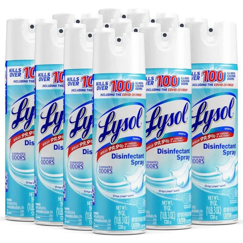 LYSOL Brand Disinfectant Spray, Crisp Linen, 19 oz Aerosol Spray, 12/Carton (79329CT)