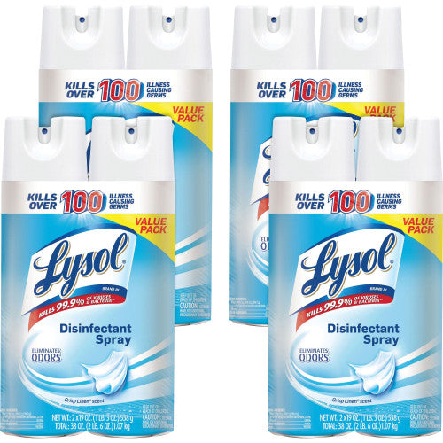 LYSOL Brand Disinfectant Spray, Crisp Linen, 19 oz Aerosol Spray, 4 Pairs/Carton (99608CT)