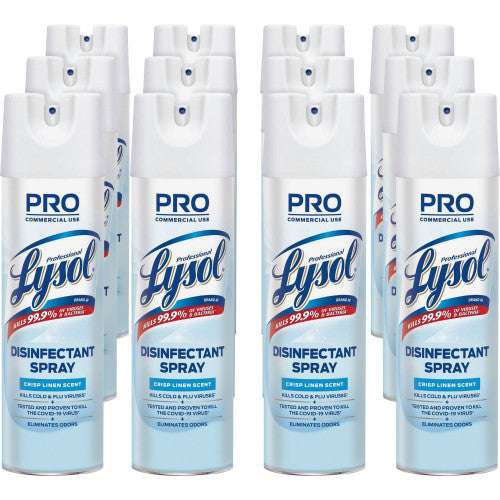 Lysol Disinfectant Spray, Crisp Linen, 19 oz Aerosol Spray, 12/Carton (74828CT)