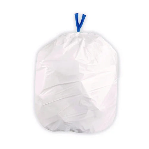 BlueCollar Drawstring Trash Bags, Drawstring, 13 gal, 24" x 28", White, 40 Bags/Roll, 2 Rolls/Box (N4828EWRC1)