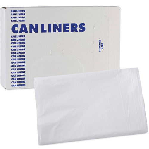 Boardwalk Linear Low Density Industrial Can Liners, 16 gal, 0.5 mil, 24" x 32", White, Flat Pack, 500/Carton (BWKW2432X)