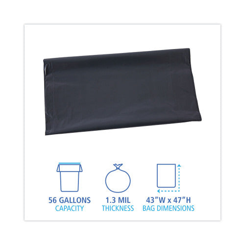 Boardwalk Linear Low Density Industrial Can Liners, 56 gal, 1.3 mil, 43" x 47", Gray, Flat Pack, 100/Carton (BWKG4347G)