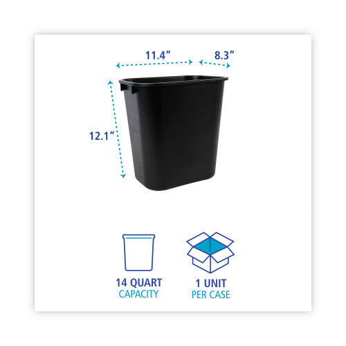 Boardwalk Soft-Sided Wastebasket, 14 qt, Plastic, Black (BWK14QTWBBLA)