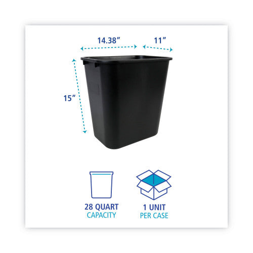 Boardwalk Soft-Sided Wastebasket, 28 qt, Plastic, Black (BWK28QTWBBLA)