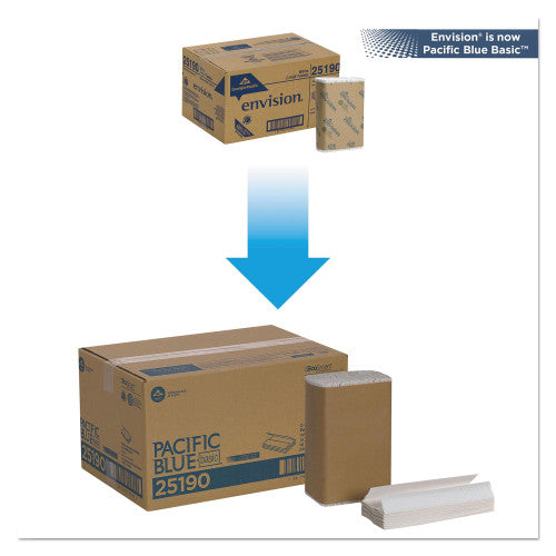 Georgia Pacific Professional Pacific Blue Basic C-Fold Paper Towel, 1-Ply, 10.1 x 12.7, White, 240/Pack, 10 Packs/Carton (25190)