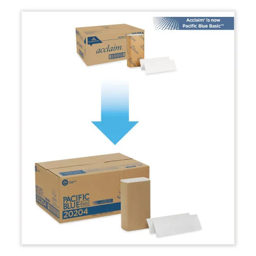 Georgia Pacific Professional Pacific Blue Basic Folded Paper Towel, 1-Ply, 9.2 x 9.4, White, 250/Pack, 16 Packs/Carton (20204)