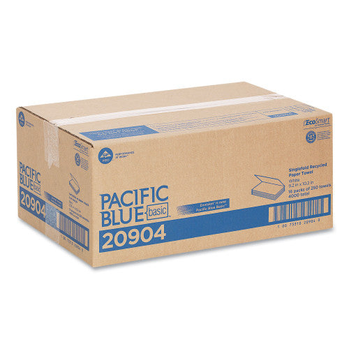Georgia Pacific Professional Pacific Blue Basic S-Fold Paper Towels, 1-Ply, 10.25 x 9.25, White, 250/Pack, 16 Packs/Carton (20904)