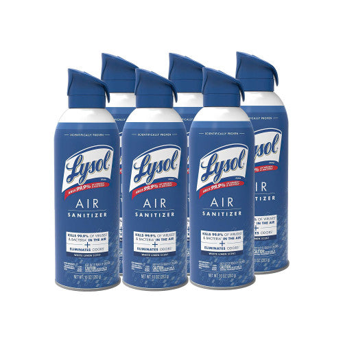 LYSOL Air Sanitizer Spray, White Linen, 10 oz Aerosol Spray, 6/Carton 99351CT