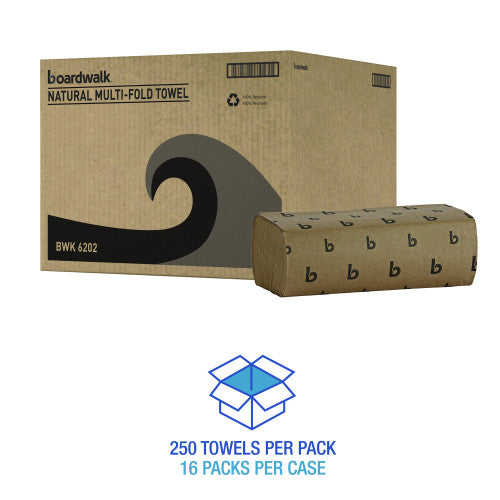 Boardwalk® Multifold Paper Towels, 1-Ply, Brown, 4000 Towels