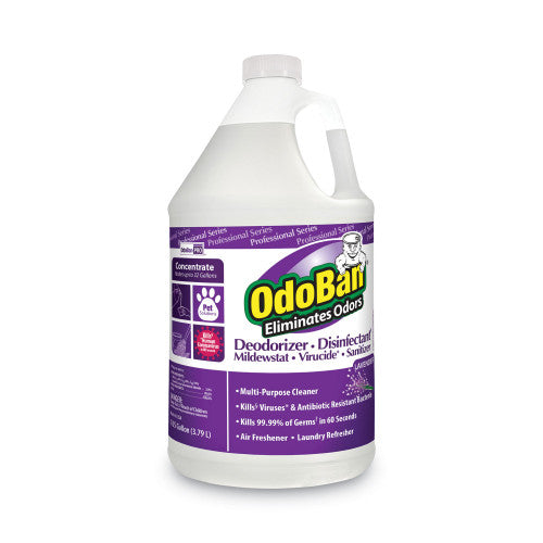 OdoBan Concentrate Odor Eliminator and Disinfectant, Lavender Scent, 1 gal Bottle, 4/Carton (911162G4)