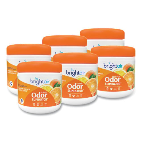 Bright Air Super Odor Eliminator, Mandarin Orange and Fresh Lemon, 14 oz Jar, 6/Carton (900013CT)
