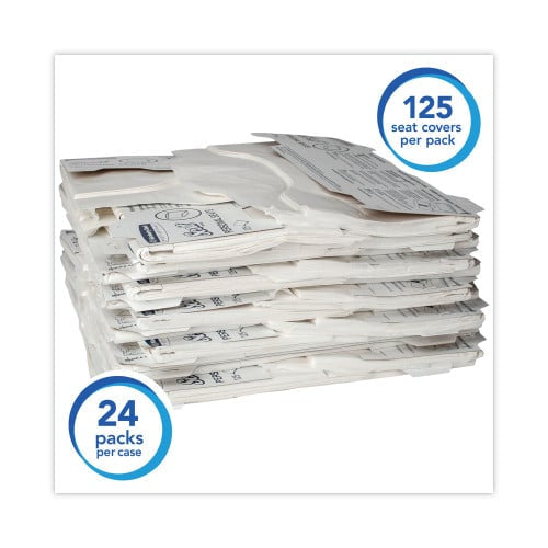 Scott Personal Seats Sanitary Toilet Seat Covers, 15 x 18, White, 125/Pack, 24 Packs/Carton