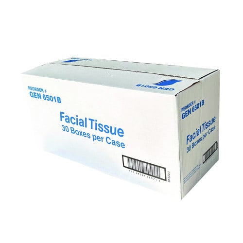GEN® Flat Box Facial Tissue, 2-Ply, 100 Sheets, 30 Boxes