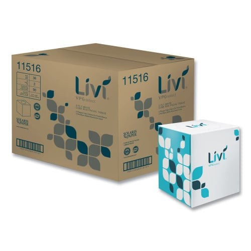 Livi VPG Select Cube Facial Tissue, 2-Ply, White, 90 Sheets/Box, 36 Boxes/Carton