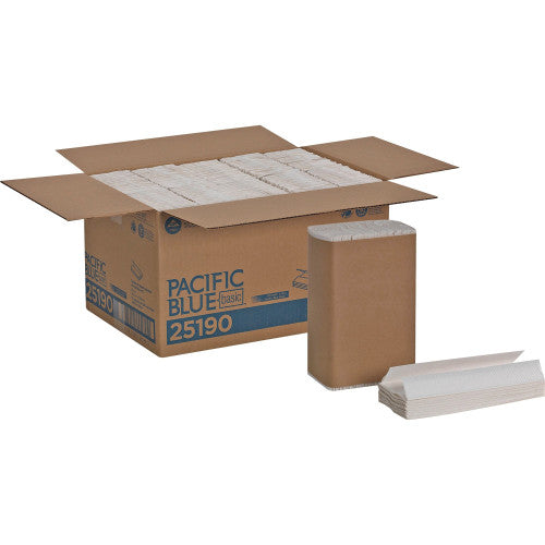 Georgia Pacific Professional Pacific Blue Basic C-Fold Paper Towel, 1-Ply, 10.1 x 12.7, White, 240/Pack, 10 Packs/Carton (25190)