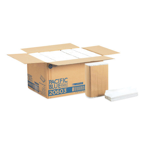Georgia Pacific Professional Pacific Blue Basic C-Fold Paper Towels, 1-Ply, 10.1 x 13.2, White, 240/Pack, 10 Packs/Carton (20603)