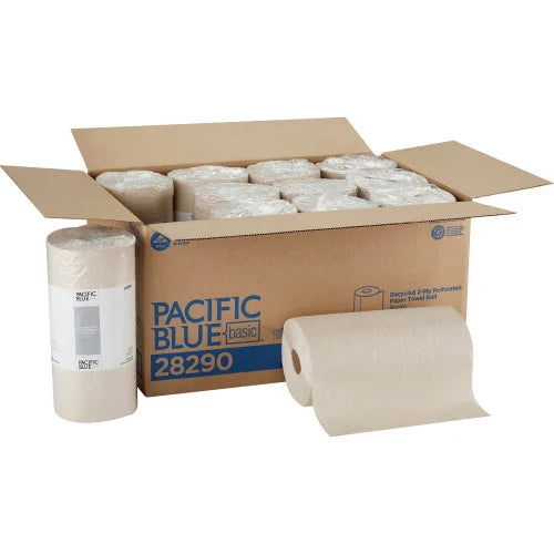 Georgia Pacific Professional Pacific Blue Basic Jumbo Perforated Kitchen Roll Paper Towels, 2-Ply, 11 x 8.8, Brown, 250/Roll, 12 Rolls/Carton (28290)