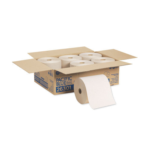 Georgia Pacific Professional Pacific Blue Basic Nonperforated Paper Towels, 1-Ply, 7.78 x 800 ft, Brown, 6 Rolls/Carton (26301)